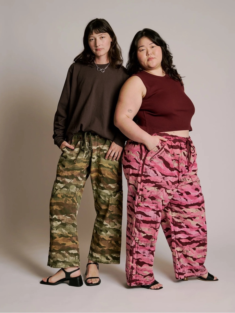 Big Bud Press Pink Camo Wide-Leg Cargo Pants